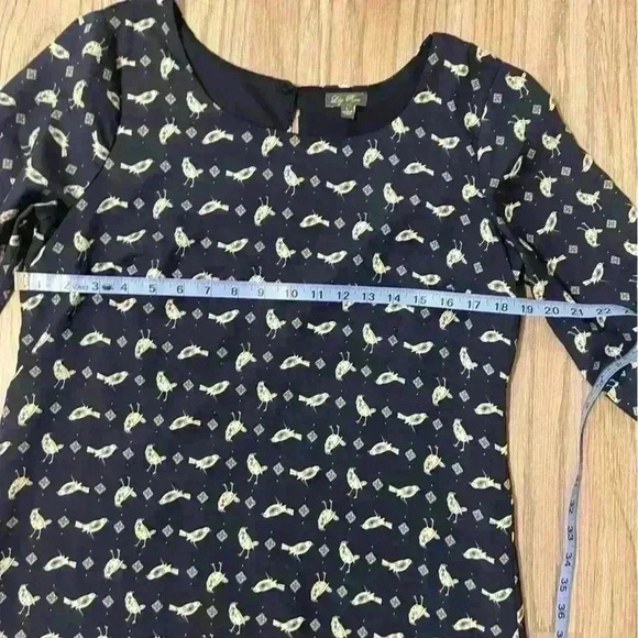 Lily Rose bird print 3/4 tab sleeve fully lined dress woman's size Large (#145) - Picture 3 of 6